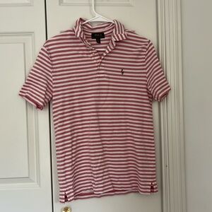 Boys Polo Ralph Lauren Button Up Pink and White Striped Top Size 14/16